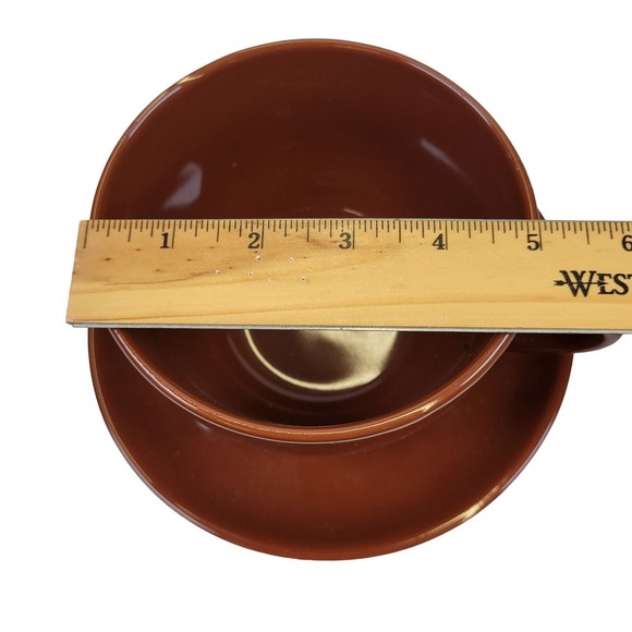 Vintage Chocolate Brown Heavy Jumbo Cup & Saucer Set Restaurant Wear Soup Mug - Picture 5 of 6